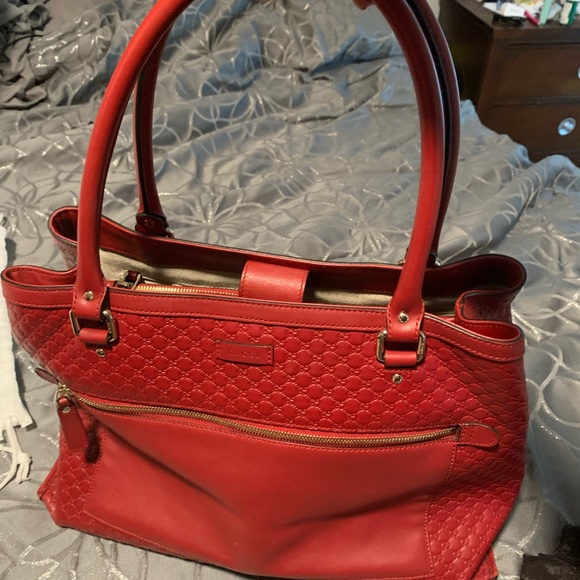 Authentic Gucci large soft tote by Alessandro Michele Red. Microguccissima - Picture 13 of 15